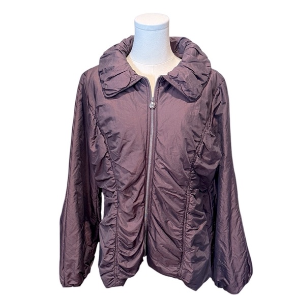 Laundry by Design Iridescent Purple Ruched Winter Jacket Womens XL - Picture 2 of 14